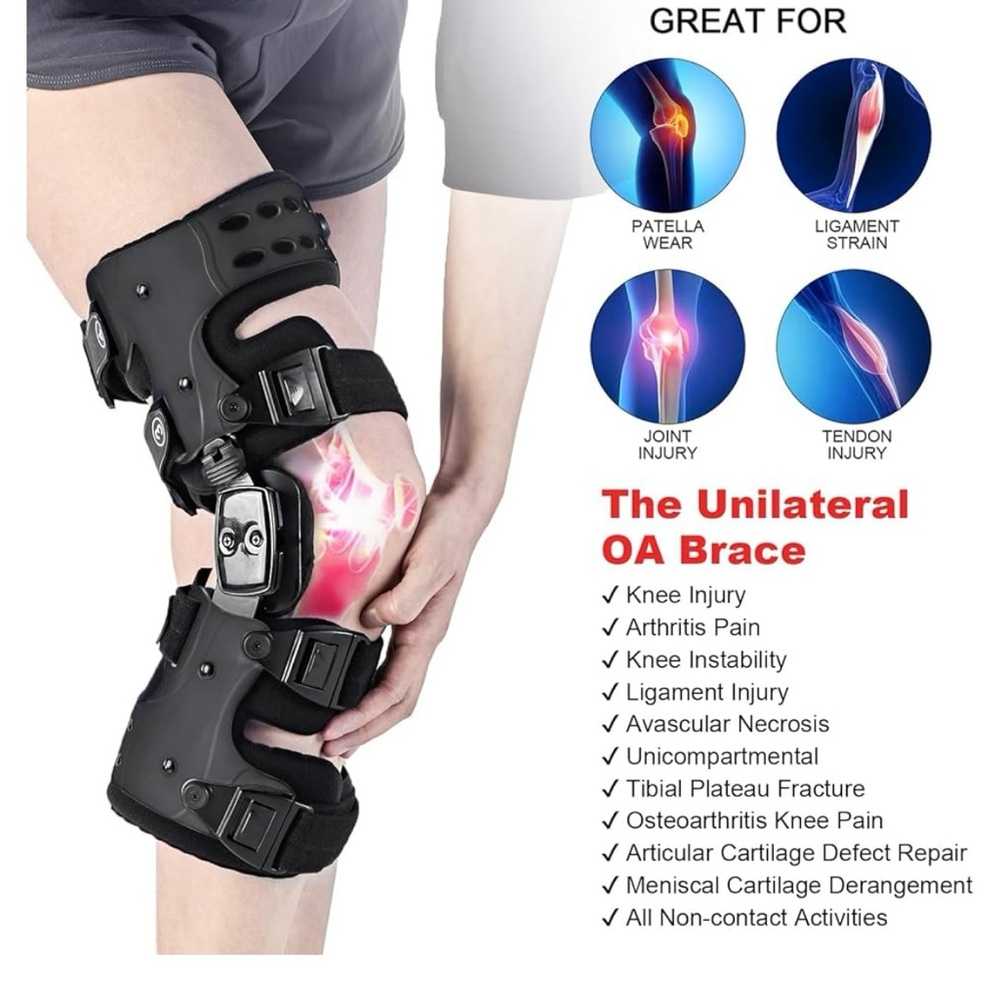 Black Knee Brace for Osteoarthritis Support - Picture 2 of 6